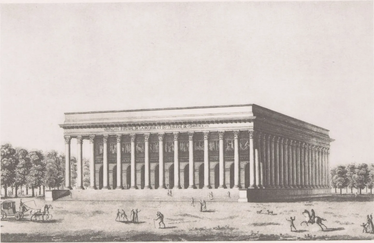 Le Palais de la Bourse, Paris, commencé en 1808 par Brongniart.